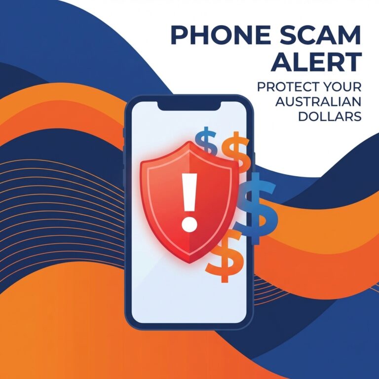 Phone scam alert warning illustration protecting Australian dollars from fraud