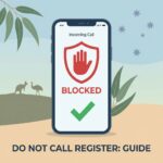 Do Not Call Register Australia guide showing blocked incoming call on smartphone