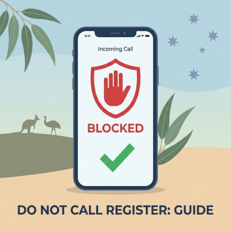 Do Not Call Register Australia guide showing blocked incoming call on smartphone