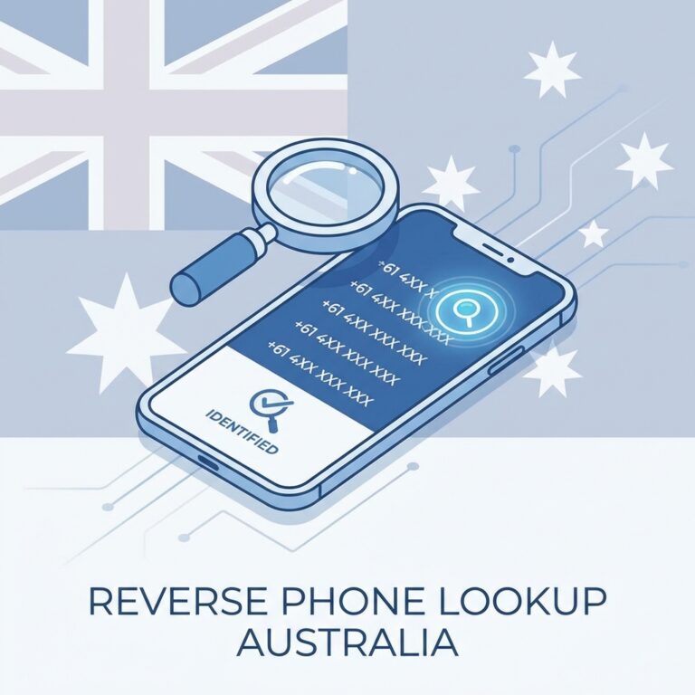Reverse phone lookup Australia tool with magnifying glass searching phone numbers