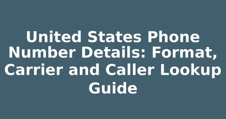 United States Phone Number Details: Format, Carrier and Caller Lookup Guide